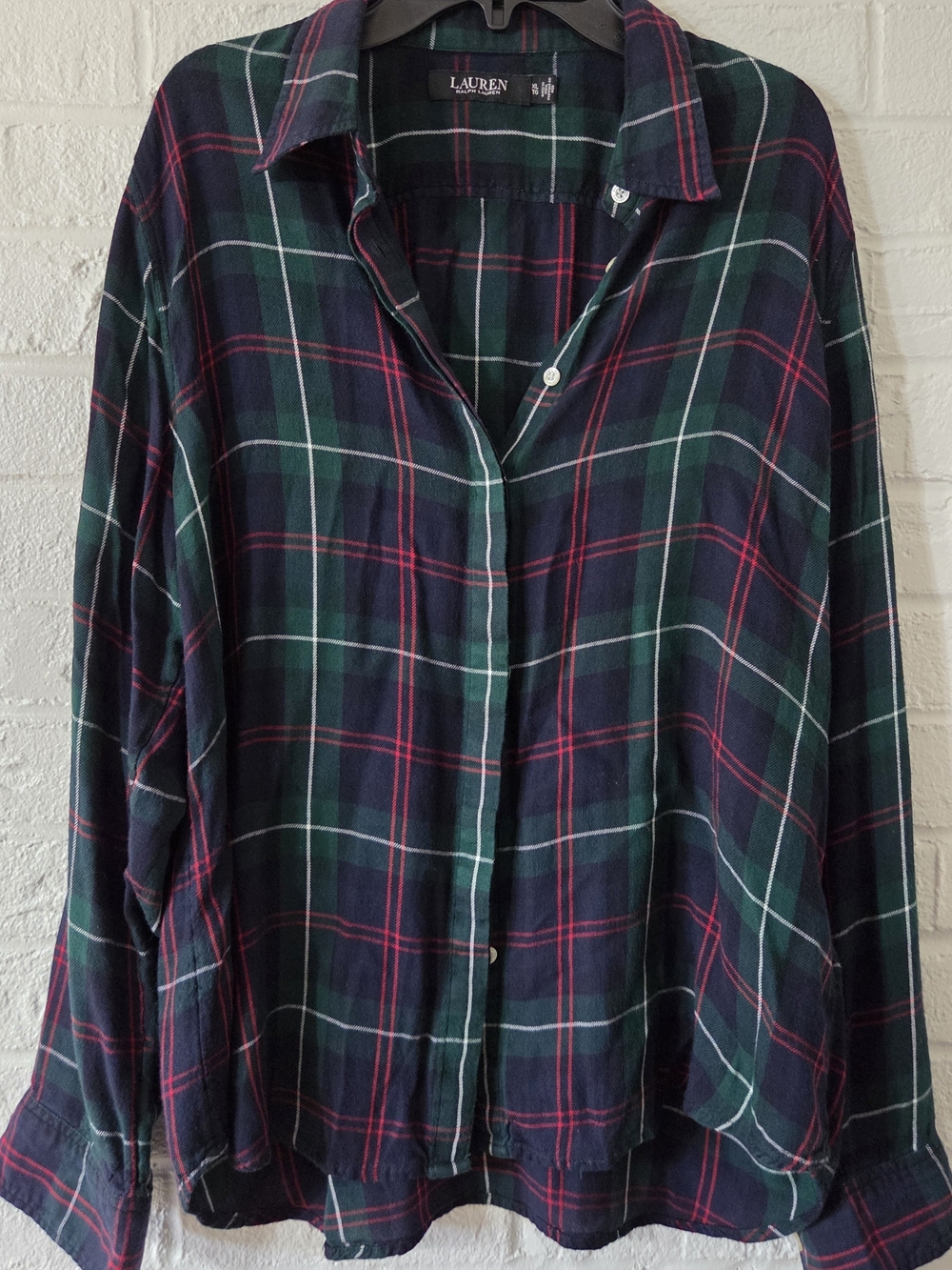 Lauren Ralph Lauren Navy, Green & Red Plaid Button-Down Shirt